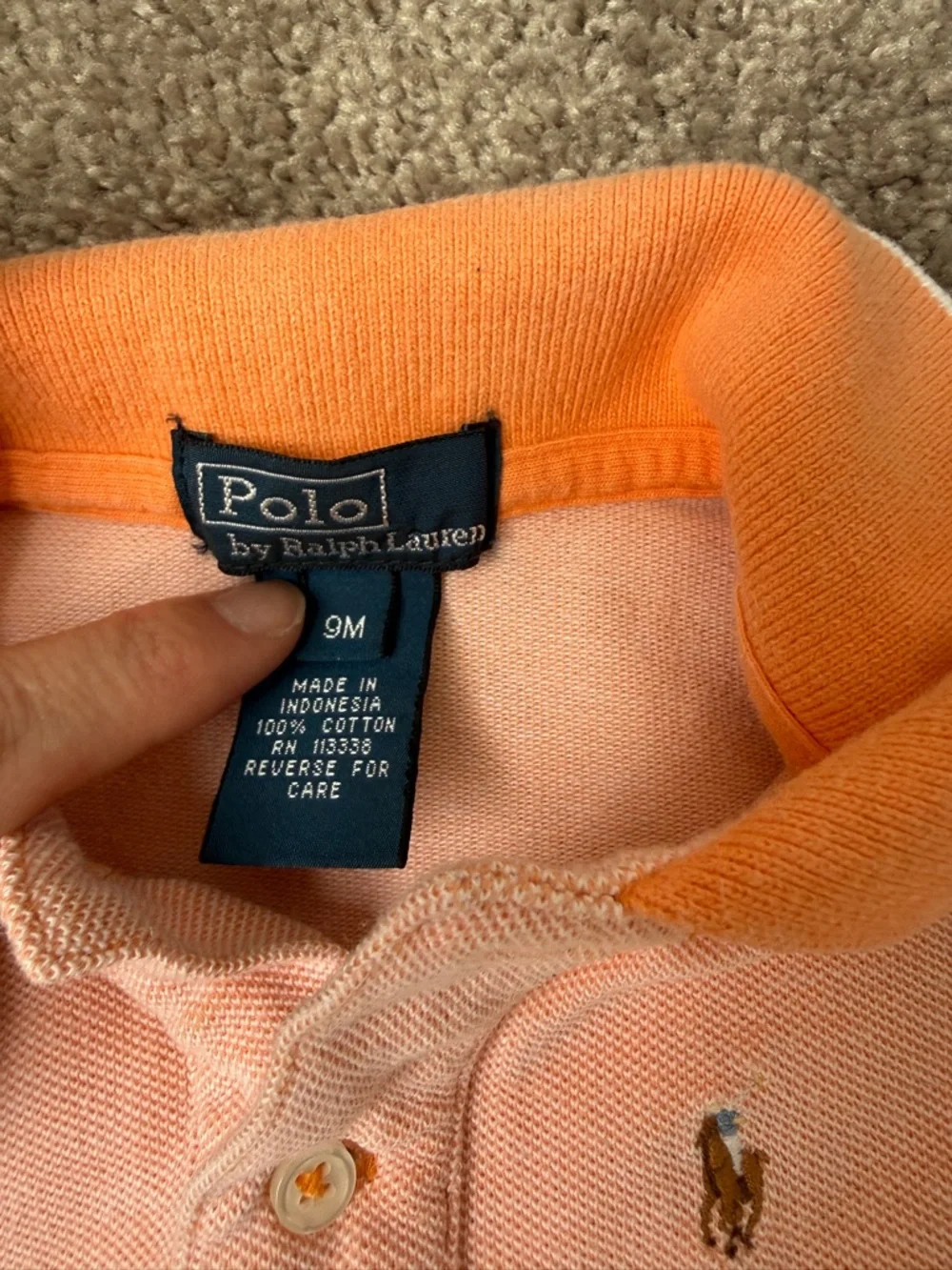 Ralph Lauren Kids Peach Polo with Orange Trim